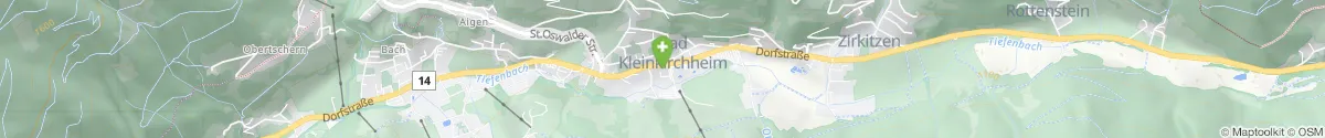 Map representation of the location for Kur-Apotheke in 9546 Bad Kleinkirchheim